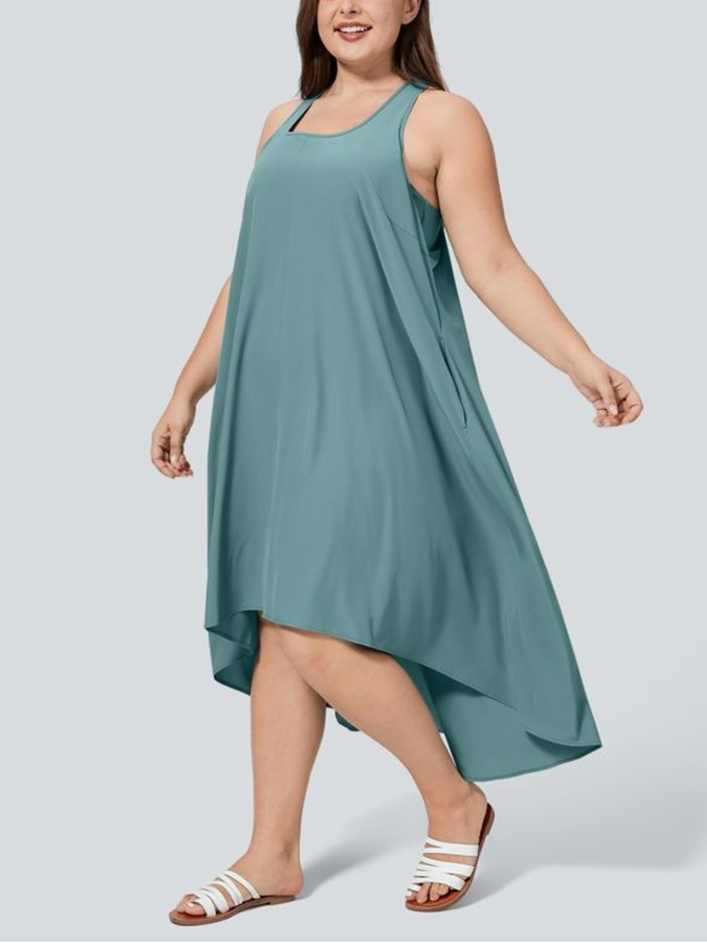 NWT HALARA Breezeful Backless Racerback High-Low Plus Size Dress